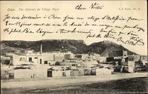 Ak Oran Algerien, Vue générale du Village Nègre, Algerische Siedlung