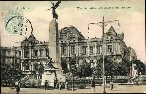 Ak Oran Algerien, Hôtel de Ville et Monument de Sidi Brahim