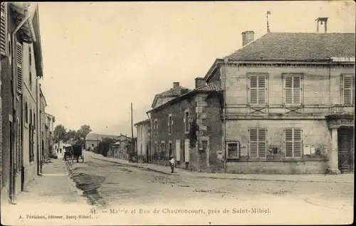 Ak Saint Mihiel Meuse, Mairie et Rue de Chauvoncourt