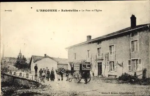 Ak Aubréville Meuse, Le Pont, L'Eglise