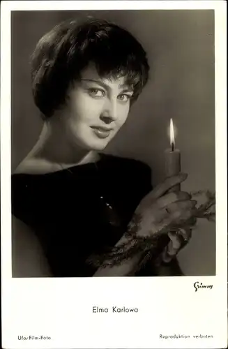 Ak Schauspielerin Elma Karlowa, Portrait mit Kerze