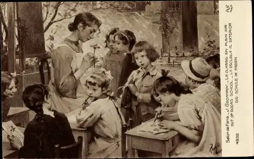Künstler Ak Geoffroy, J., La Classe en Plein Air, Salon de Paris