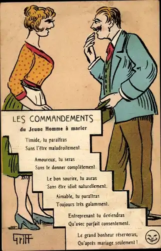 Künstler Ak Griff, Les Commandements du Jeune Homme a marier