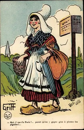 Künstler Ak Griff, Moi, j' vas t'a Paris
