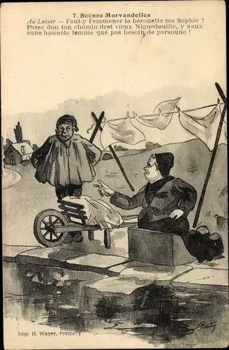 Künstler Ak Scenes Morvandelles, Au Lavoir