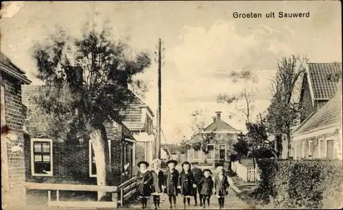 Ak Sauwerd Groningen Niederlande, Teilansicht, Kinder