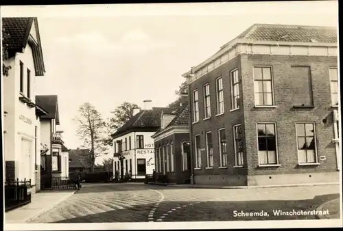 Ak Scheemda Oldambt Groningen, Winschoterstraat, Hotel Restaurant