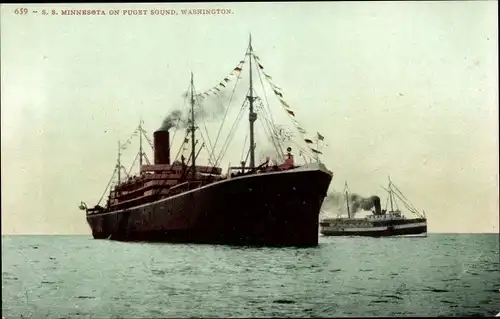Ak S.S. Minnesota on Puget Sound, Washington, Dampfer, Great Northern Steamship Company