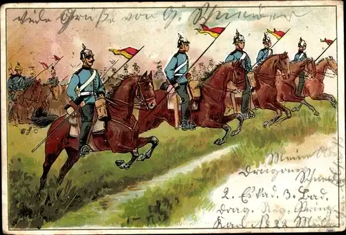 Ak Deutsche Soldaten zu Pferde, Kavallerie, Reiter, Dragoner