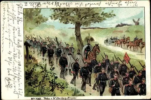 Ak Deutsche Soldaten beim Marschieren, Kaiserreich-Zeit