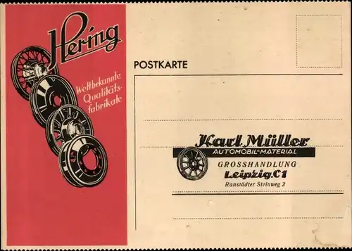 Ak Werbung, Karl Müller, Automobil-Material, Leipzig, Ranstädter Steinweg 2