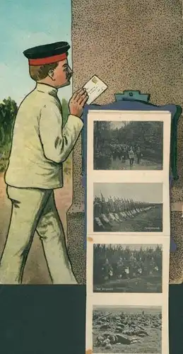 Leporello Ak Deutscher Soldat, Briefkasten, Brief, Kaiserreich, Manöver