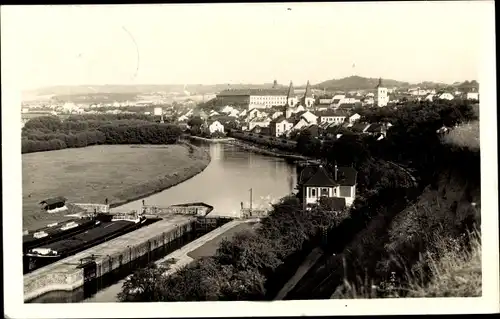 Foto Ak Roudnice nad Labem Raudnitz an der Elbe Region Aussig, Panorama, Schleuse