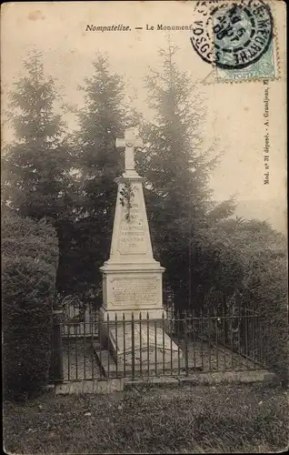 Ak Nompatelize Lothringen Vosges, Le Monument, Denkmal