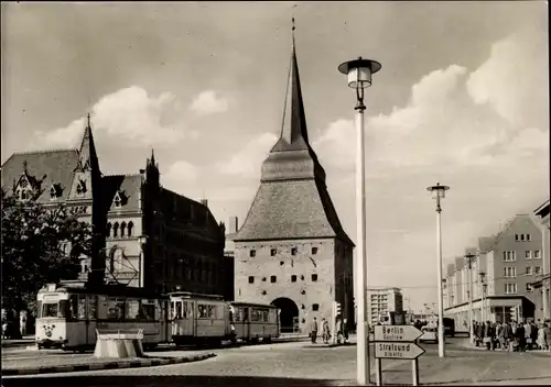 Ak Hansestadt Rostock, Steintor, Straßenbahnen
