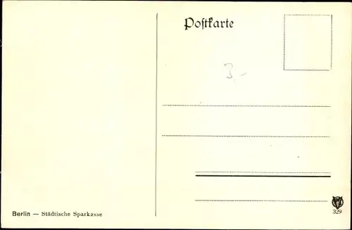 Ak Berlin Mitte, Mühlengraben, Städtische Sparkasse