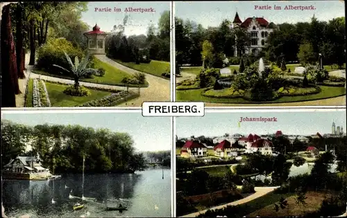 Ak Freiberg in Sachsen, Partie im Albertpark, Johannispark