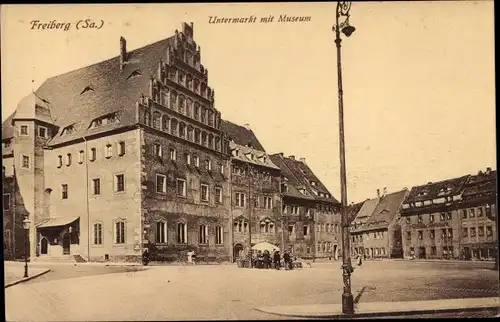 Ak Freiberg in Sachsen, Untermarkt mit Museum