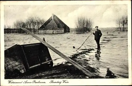 Ak Anna Paulowna Hollands Kroon Nordholland Niederlande, Watersnood, Boerderij Wuis