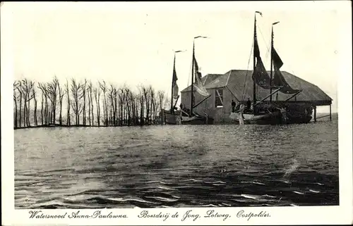 Ak Anna Paulowna Hollands Kroon Nordholland Niederlande, Watersnood, Boerderij de Jong Lotweg