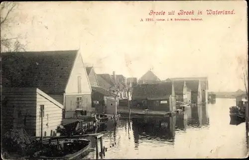 Ak Broek in Waterland Nordholland Niederlande, Flusspartie, Wohnhäuser