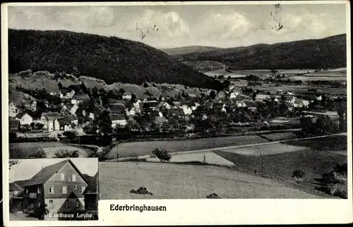 Ak Ederbringhausen Hessenstein Vöhl Hessen, Gesamtansicht, Gasthaus Leyhe