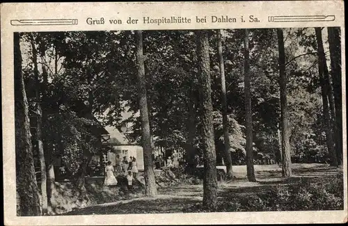 Ak Dahlen in Sachsen, Gruß von der Hospitalhütte