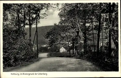 Ak Hohburg Lossatal in Sachsen, Ortspartie, Waldweg, Löbenberg, Gasthaus zum Löbenberg