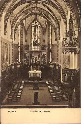 Ak Borna in Sachsen, Inneres der Stadtkirche