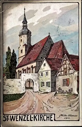 Künstler Ak Müller, G., Wurzen in Sachsen, St. Wenzel Kirche