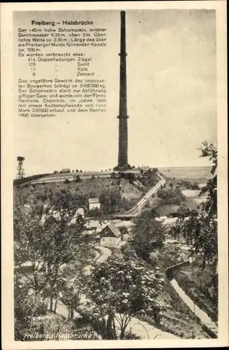 Ak Halsbrücke in Sachsen, Hohe Esse, 140 Meter hoher Schornstein