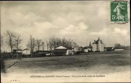 Ak Mezieres sur Issoire Haute Vienne, Vue prise de la route de Confolens