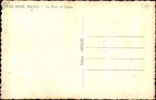 Ak Nedde Haute Vienne, La Poste et l'Eglise