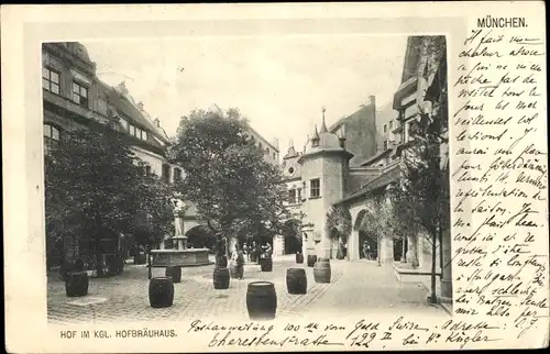 Ak München Bayern, Hof im kgl. Hofbräuhaus