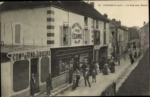 Ak Juziers Yvelines, La Rue aux Boeufs, Ozanne, Geschäft