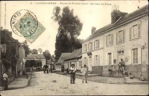 Ak Londinieres Seine-Maritime, Route de Foucarmont, Bureau de Poste, Postamt