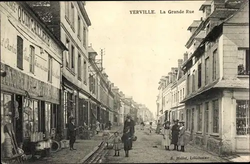 Ak Yerville Seine Maritime, La Grande Rue
