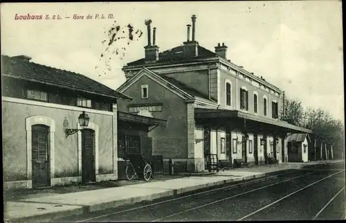 Ak Louhans Saône-et-Loire, Gare du P.L.M., Bahnhof
