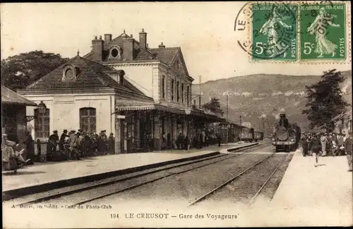 Ak Le Creusot Saône et Loire, Gare des Voyageurs, Bahnhof, Eisenbahn
