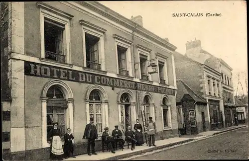 Ak Saint Calais Sarthe, Hotel du Commerce Henri Pichot