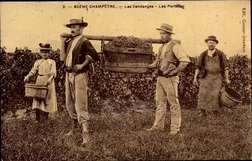 Ak Scene Champetre, Les Vendanges, Weinbau, Weinlese