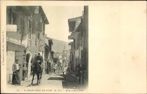Ak Saint Jean Pied de Port Pyrénées Atlantiques, Rue d'Espagne