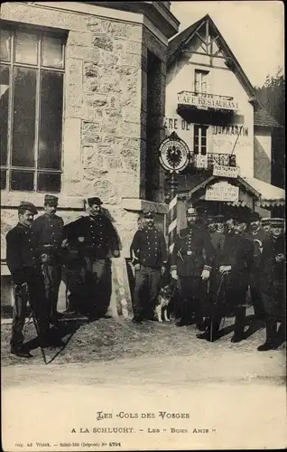 Ak Col de la Schlucht Vosges, Le Bons Amis, Soldaten, Uniform, Grenze