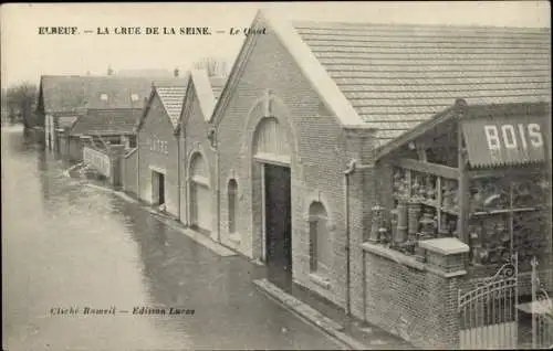 Ak Elbeuf Seine Maritime, la crue de la Seine