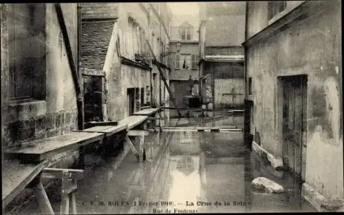 Ak Rouen Seine Maritime, La Crue de la Seine 1910, Rue de Fontenay
