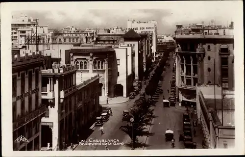 Ak Casablanca Marokko, Boulevard de la Gare, Straßenpartie in der Stadt