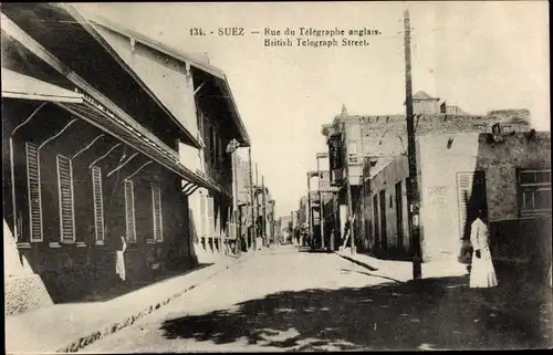 Ak Suez Ägypten, Rue du Télégraphe anglais