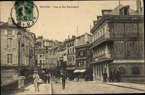 Ak Verdun Meuse, Pont et Rue Beaurepaire