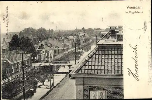 Ak Veendam Groningen, Blick auf den Ort