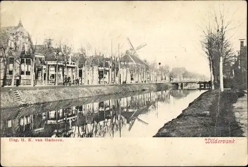 Ak Wildervank Groningen Niederlande, Ortsansicht, Windmühle